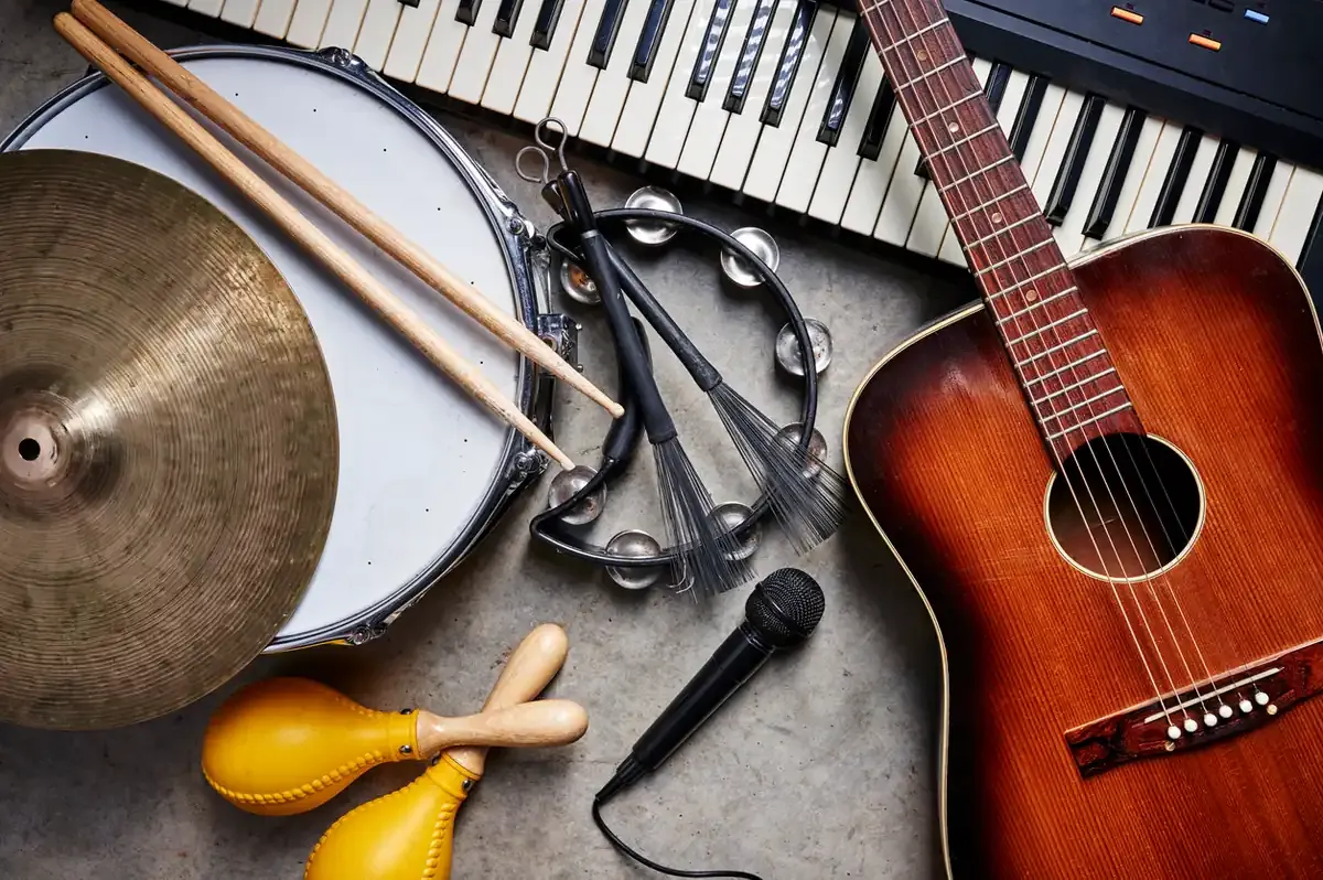 Musical instruments on the ground 